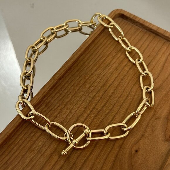 Jewelry - Gold Paperclip Chain Choker Necklace